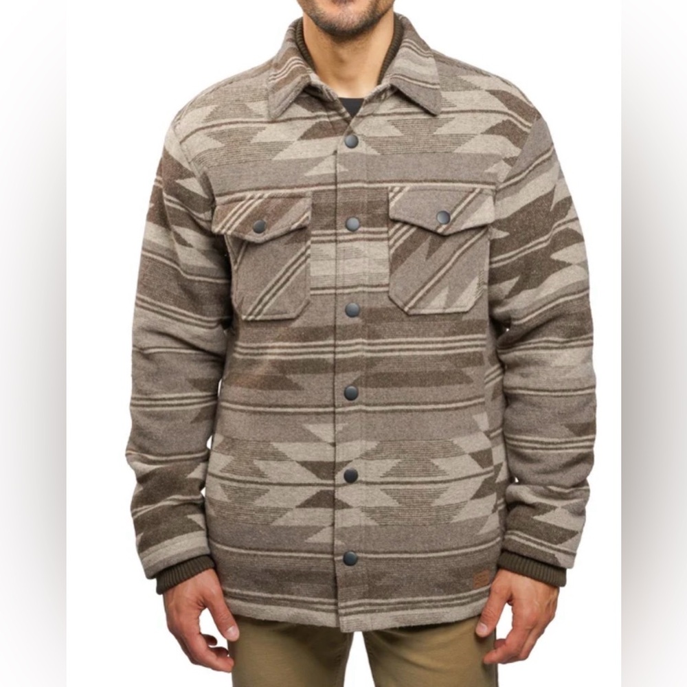 NWT Jachs New York Tan & Brown Patterned Wool Blend Sherpa Lined Jacket size XL